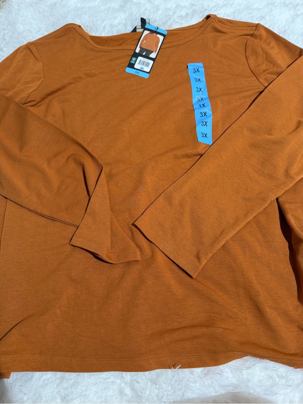 NWT Banana Republic 3X Long Sleeve Crew Neck Shirt Rust Burnt Orange Gold cute